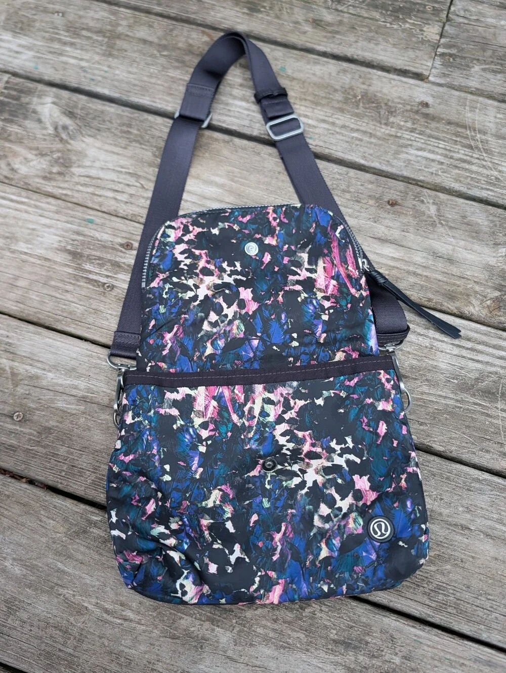 Lululemon Athletica Party Om Floral Black & MultiPrint Convertible Crossbody Bag